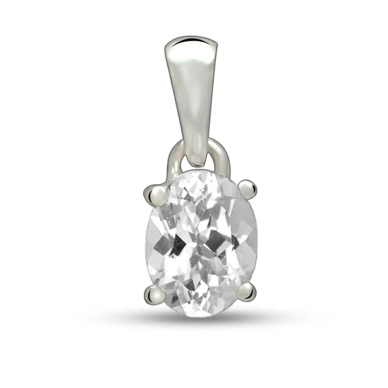 Pendentif Topaze blanche naturelle facettée serti griffes - Pendentifs pierres naturelles