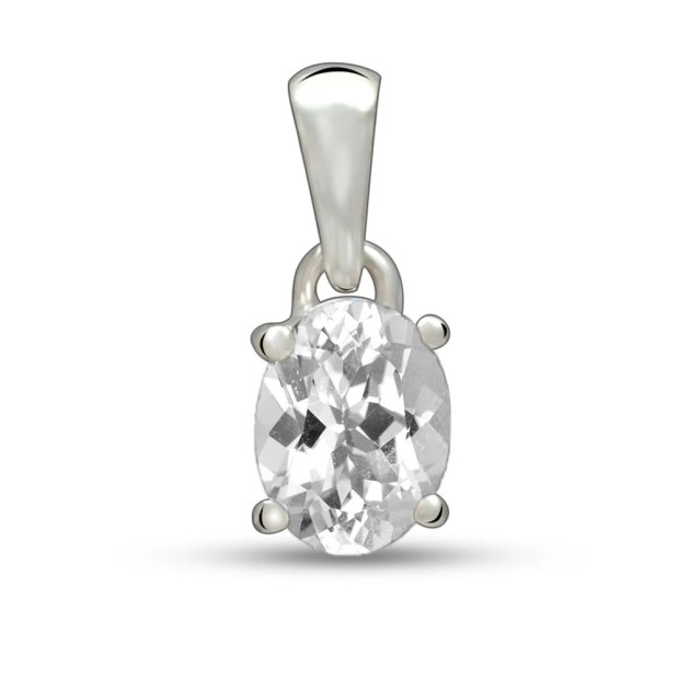 Pendentif Topaze blanche facettée authentique certifiée argent 925