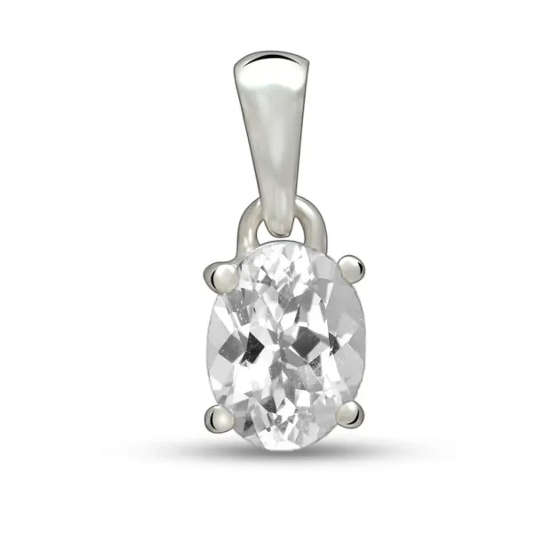 Pendentif Topaze blanche naturelle facettée serti griffes - Pendentifs pierres naturelles