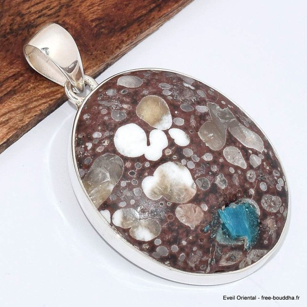Pendentif Cavansite Authentique – Pierre rare en argent 925