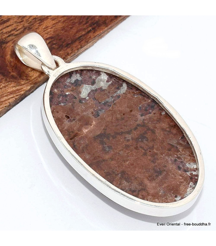 Pendentif oval en Cavansite sur roche-mère