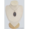 Pendentif Cavansite authentique ovale pierre naturelle et Argent 925