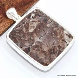 Grand Pendentif carré en Cavansite sur roche-mère - Pendentifs pierres naturelles