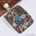 Grand Pendentif carré en Cavansite sur roche-mère - Pendentifs pierres naturelles