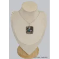 Grand Pendentif carré en Cavansite sur roche-mère - Pendentifs pierres naturelles