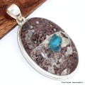 Grand pendentif Cavansite authentique et Argent 925