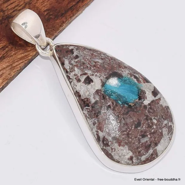 Pendentif Cavansite sur roche-mère - Pendentifs pierres naturelles