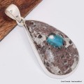 Pendentif Cavansite certifié sur roche-mère argent 925 poinçonné