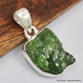 Pendentif argent 925 Chrome diopside brut - Bijoux en Chrome Diopside