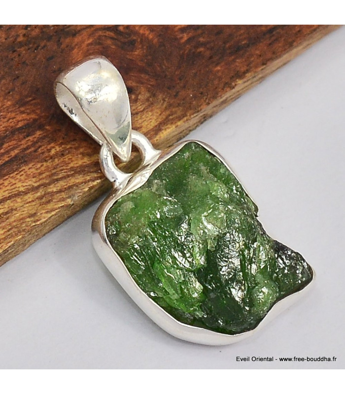 Pendentif argent 925 Chrome diopside brut