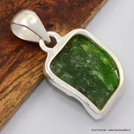 Pendentif argent 925 Chrome diopside brut - Bijoux en Chrome Diopside