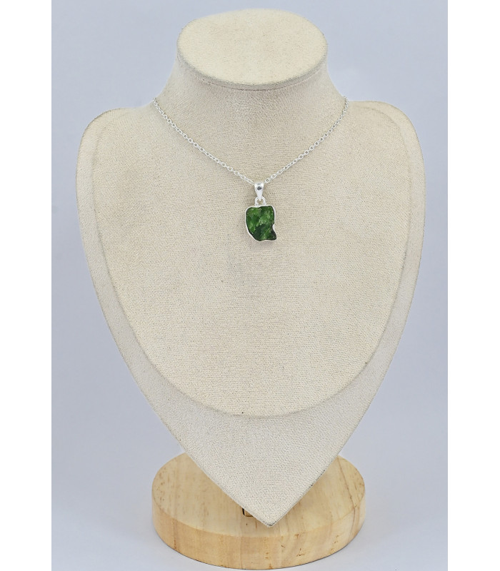 Pendentif argent 925 Chrome diopside brut