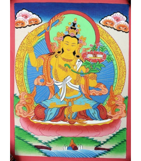 Tangka peinture tibétaine Manjushri 40 X 76 CM