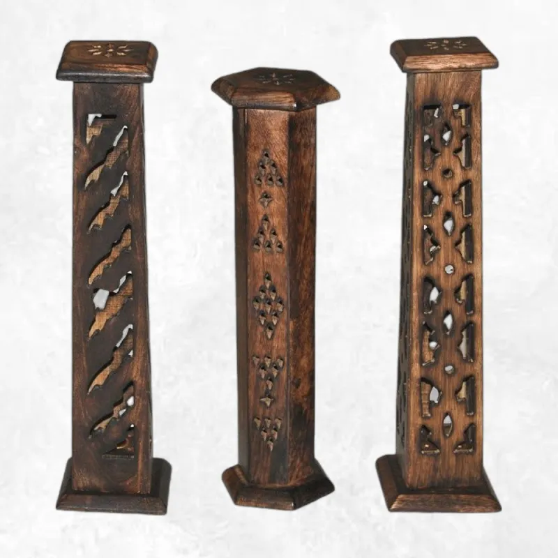Porte encens tibétain Tour en bois (cône et bâtonnet) - Porte-encens tibétains