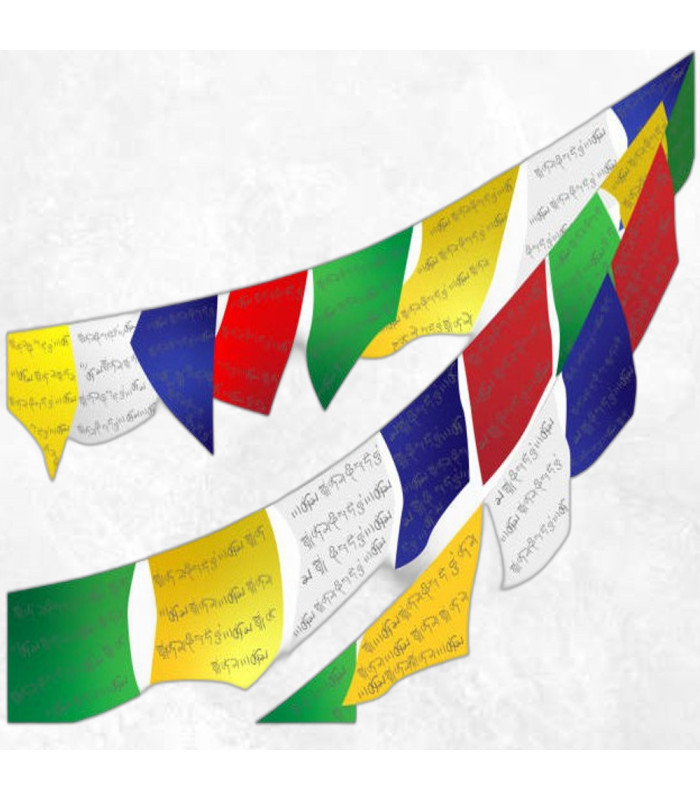 Mini drapeaux tibétains en coton, petit prix, fabriqués au Népal.