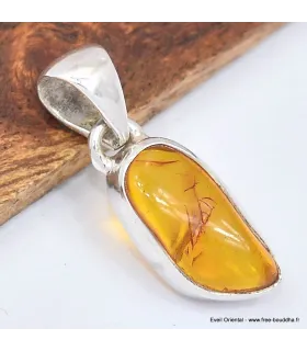 Pendentif argent Ambre de la Baltique asymétrique - Pendentifs pierres naturelles