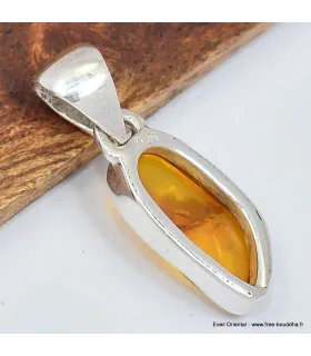 Pendentif argent Ambre de la Baltique asymétrique - Pendentifs pierres naturelles