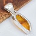 Pendentif Ambre Véritable – Pierre fossile rare en argent 925