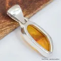 Pendentif argent Ambre de la Baltique asymétrique - Pendentifs pierres naturelles