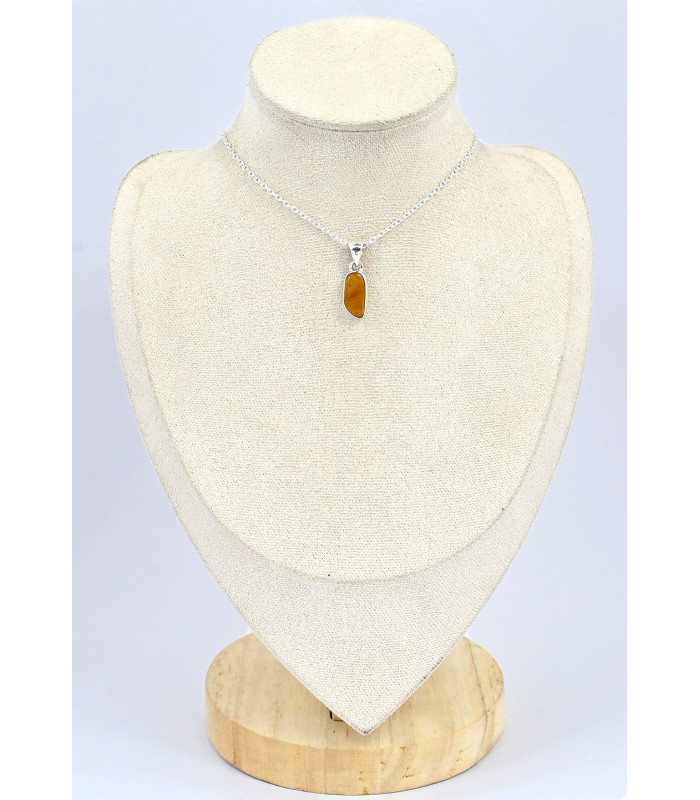 Pendentif argent Ambre de la Baltique asymétrique