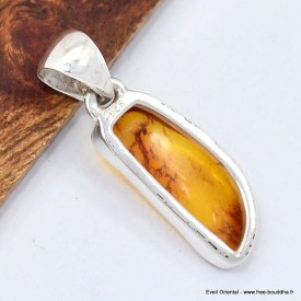 Pendentif Ambre naturel authentique de la Baltique et Argent 925

