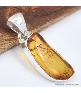 Pendentif argent Ambre Naturel