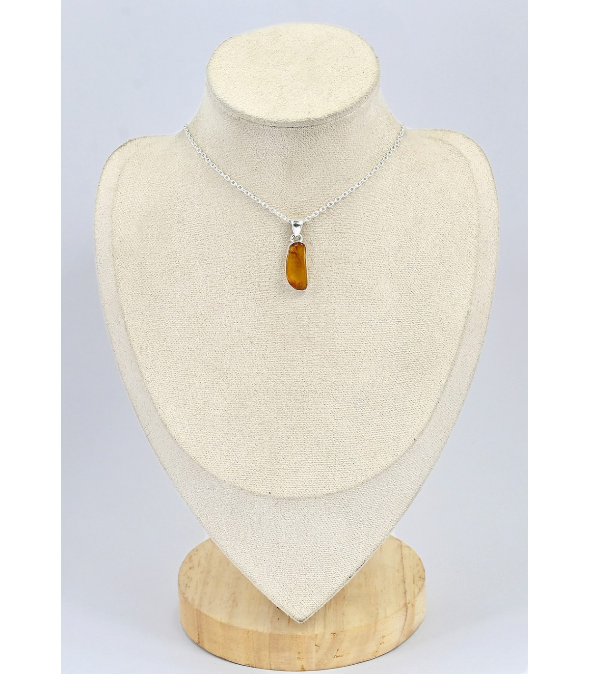 Artisana-Schmuck Petit Pendentif Vert Avec Ambre - En Argent Sterling 925/000 Rhodié