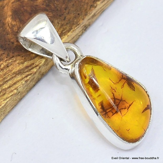 Pendentif Ambre de la Baltique Véritable – Bijou argent poinçonné