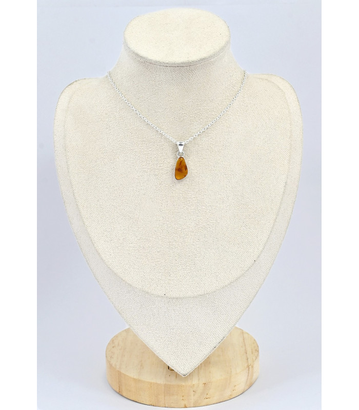 Pendentif en ambre baltique et argent 925, certifié.