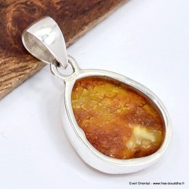 Pendentif Ambre certifié naturel argent 925 poinçonné