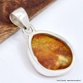 Pendentif Ambre certifié naturel argent 925 poinçonné