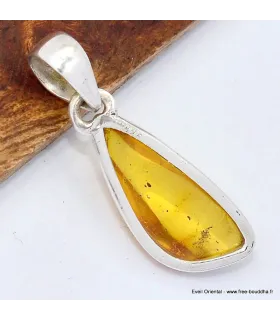 Pendentif ambre naturel argent 925 - Pendentifs pierres naturelles