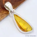 Pendentif ambre naturel argent 925 - Pendentifs pierres naturelles