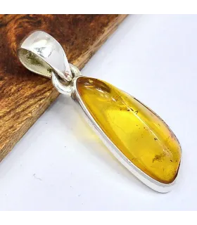 Pendentif ambre naturel argent 925 - Pendentifs pierres naturelles