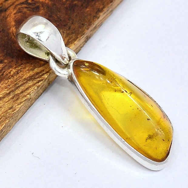 Pendentif Ambre Authentique – Argent 925 certifié