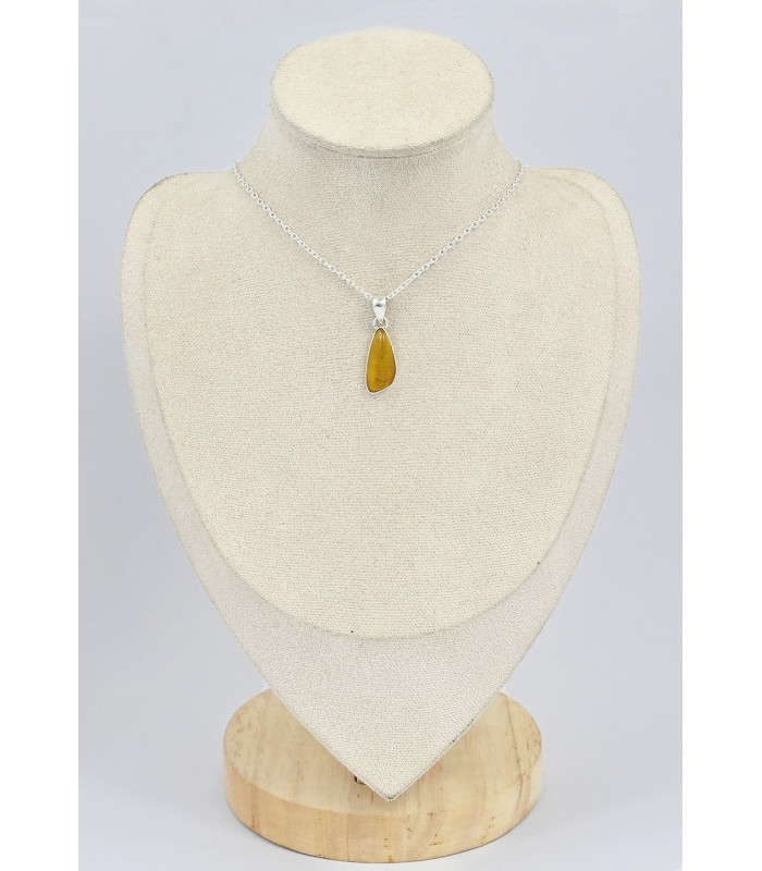 Pendentif ambre naturel argent 925