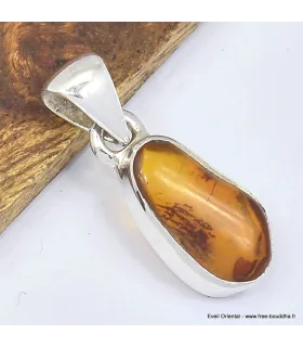 Bijou pendentif argent Ambre naturel - Pendentifs pierres naturelles