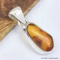 Bijou pendentif argent Ambre naturel - Pendentifs pierres naturelles
