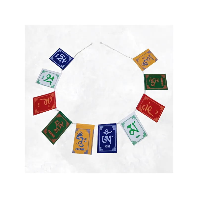 Drapeaux Om Mani Pedme Hum toucher velours - Drapeaux tibétains