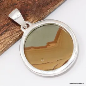 Pendentif rond Jaspe American Picture - Pendentifs pierres naturelles