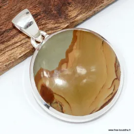 Pendentif rond Jaspe American Picture - Pendentifs pierres naturelles