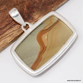Pendentif Jaspe American Picture rectangulaire - Pendentifs pierres naturelles