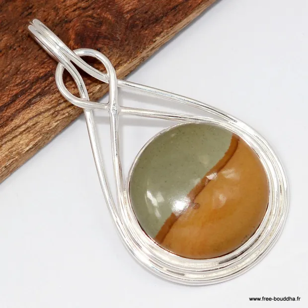 Pendentif Jaspe American Picture moderne - Pendentifs pierres naturelles