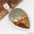 Pendentif Jaspe American Picture goutte authentique et Argent 925