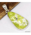 Pendentif Lézardite Serpentine forme libre argent 925 véritable