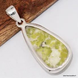 Pendentif Lezardite Serpentine forme libre - Bijoux en Lézardite Serpentine