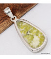 Pendentif Lézardite Serpentine forme libre argent 925 véritable