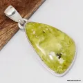 Pendentif Lezardite Serpentine asymétrique - Bijoux en Lézardite Serpentine