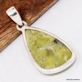 Pendentif Lezardite Serpentine asymétrique - Bijoux en Lézardite Serpentine