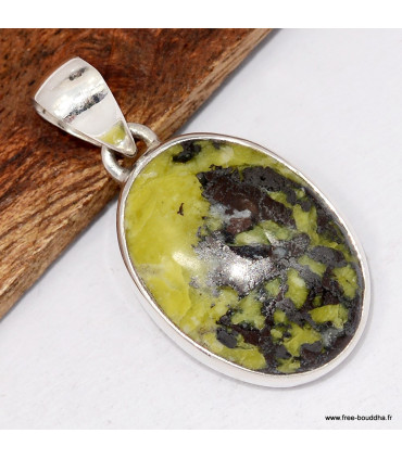 Pendentif Lézardite Serpentine argent 925 certificat inclus